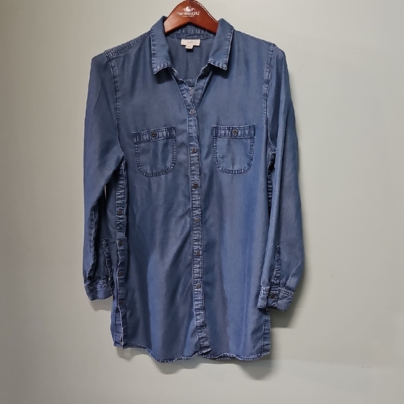 J. Jill Denim Blue Button Down  Shirt - Picture 1 of 6